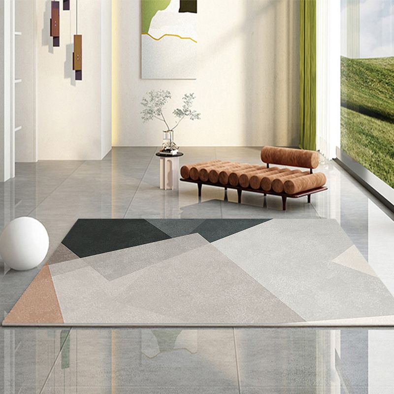 Geometric Indoor Rug Simple Polyester Stain Resistant Area Rug for Living Room