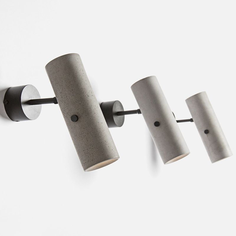 Tube Clothing Store Wall Spotlight Cement Minimalist LED Wall Light in Grey with Swivel Joint