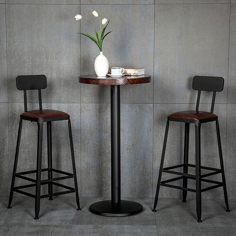 Industrial Backrest Armless Counter Stool Iron Cafe Bar Stool with Cushion and Pedal