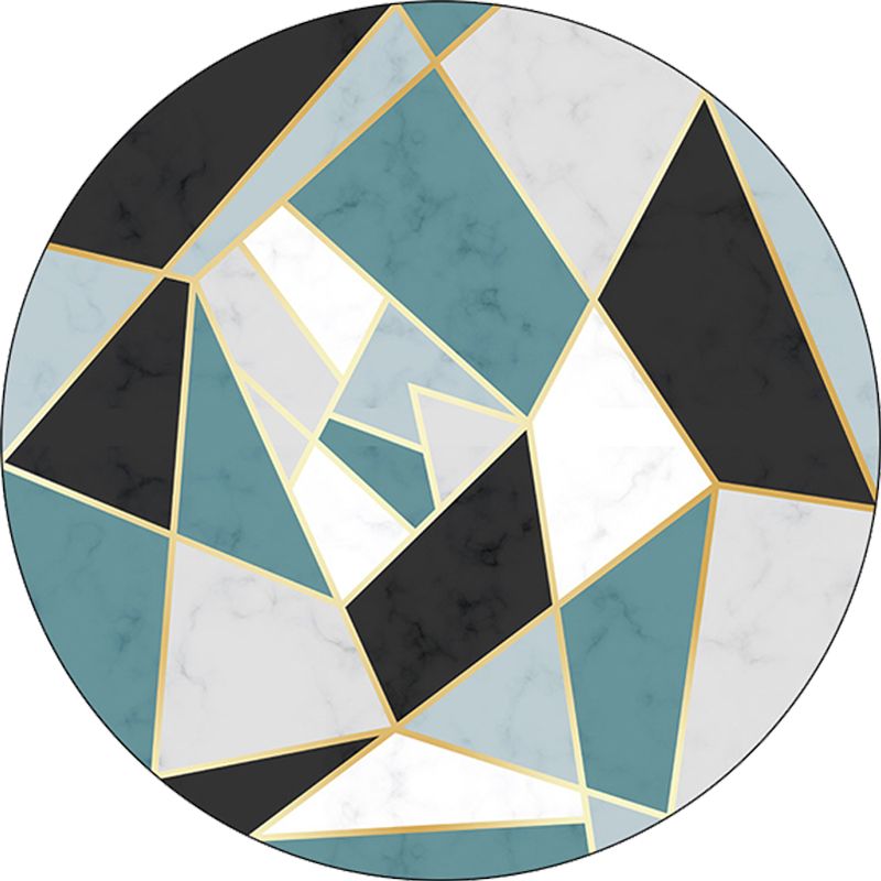 Modern Geometrical Pattern Indoor Rug Blue Synthetics Carpet Pet Friendly Non-Slip Washable Rug for Parlour