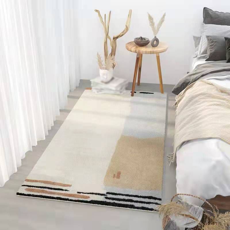 Gray Modern Area Carpet Polyester Abstract Graphic Carpet Washable Carpet for Drawing Room