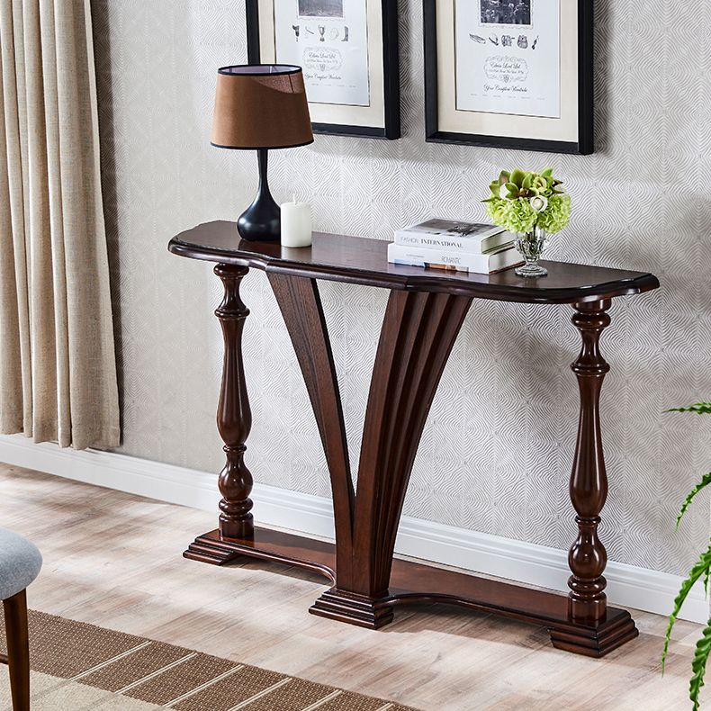 Victorian Rubber Wood Console Table Free Form Console Sofa Table for Hall