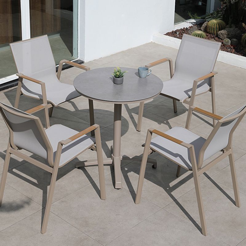 Modern Outdoor Patio Table UV Resistant Dining Table with Metal Frame