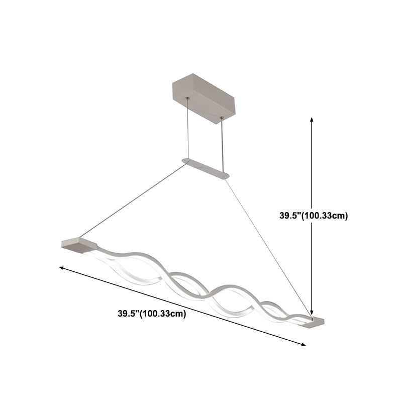 Simple Waving Hanging Island Light Metal LED Dining Room Island Ceiling Light