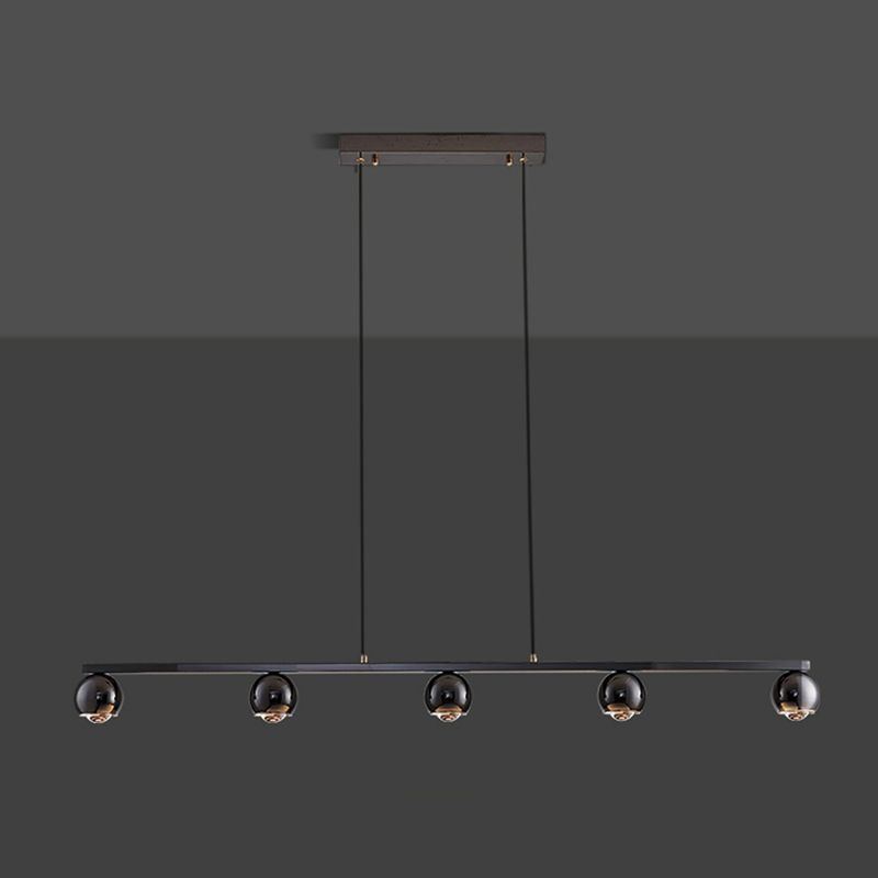 Contemporary Hanging Light Globe Island Light Fixture in Black for Dining Room