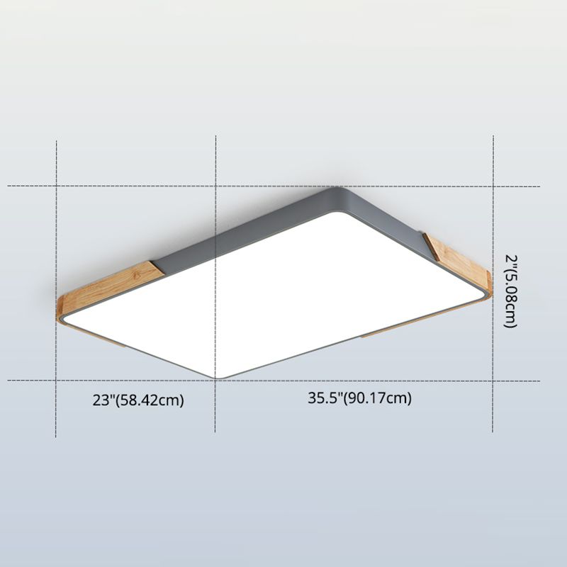 Le bois rectangulaire à la bouffée de bois du Mont 1-Fixation lumineuse moderne de plafond pour la salle de séjour