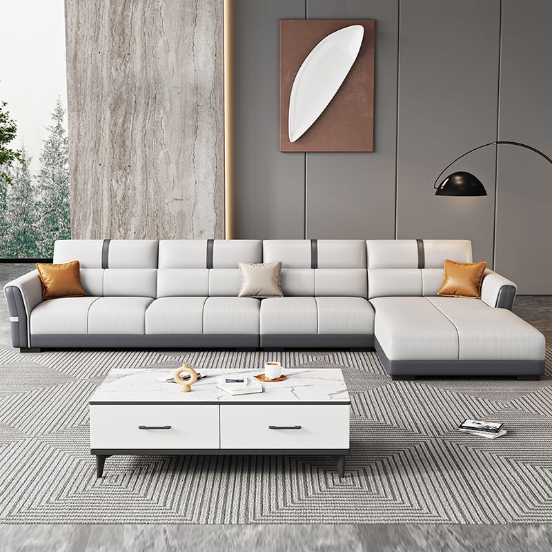 Contemporary Sectional Sofa Faux Leather Stain-Resistant Sectional Sofa