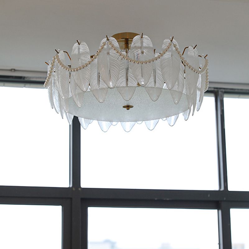 Semi Flush Mount Light Modern Glass Semi Mount Lighting for Bedroom
