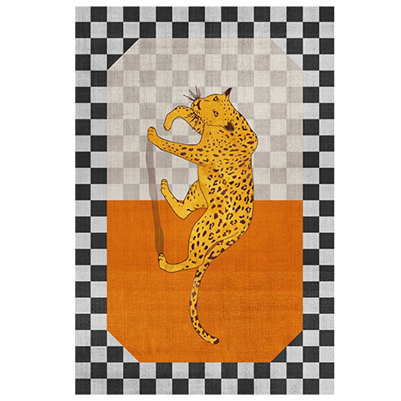 Minimalistischer Indoor-Teppich mit Tiermuster, farbenfroher, zeitgenössischer Teppich, waschbarer Wohnzimmerteppich aus Polyester