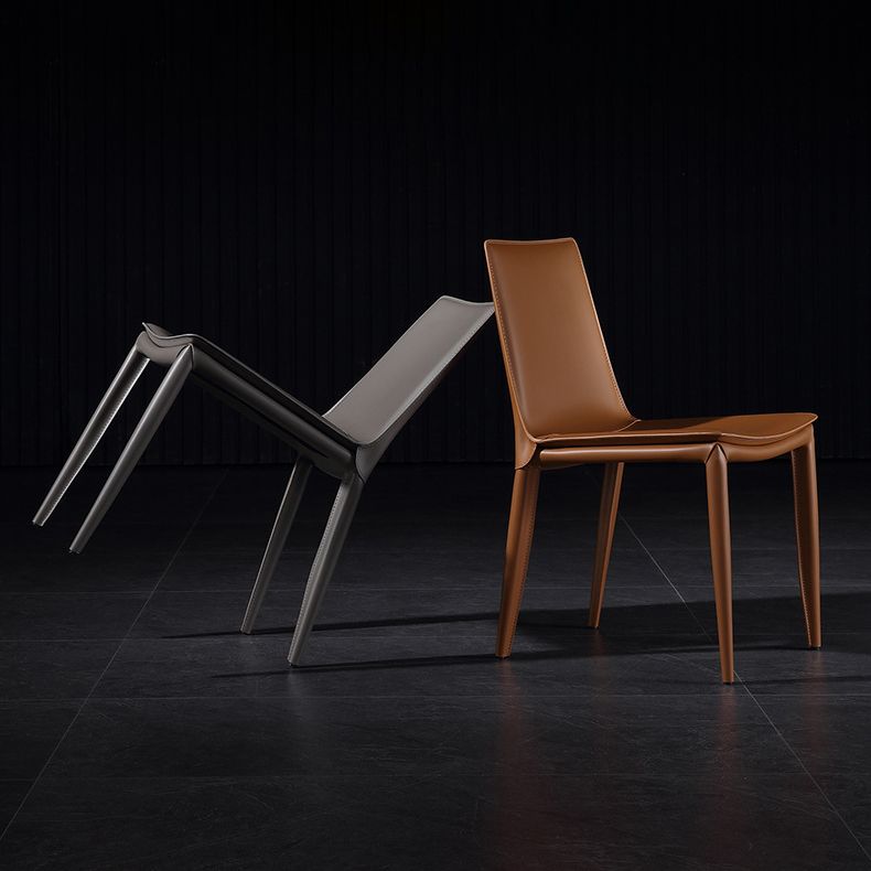 Modern Kitchen PU Leather Dining Side Chair Solid Back Dining Side Chair