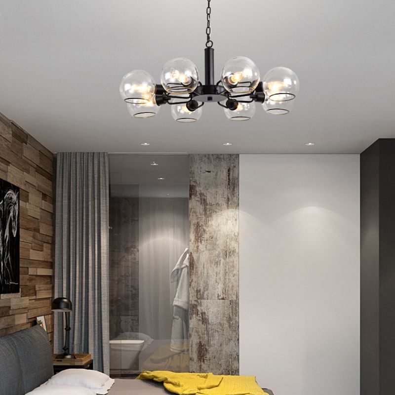 Glass Sphere Hanging Chandelier Minimalist Style Chandelier Pendant Light for Bedroom