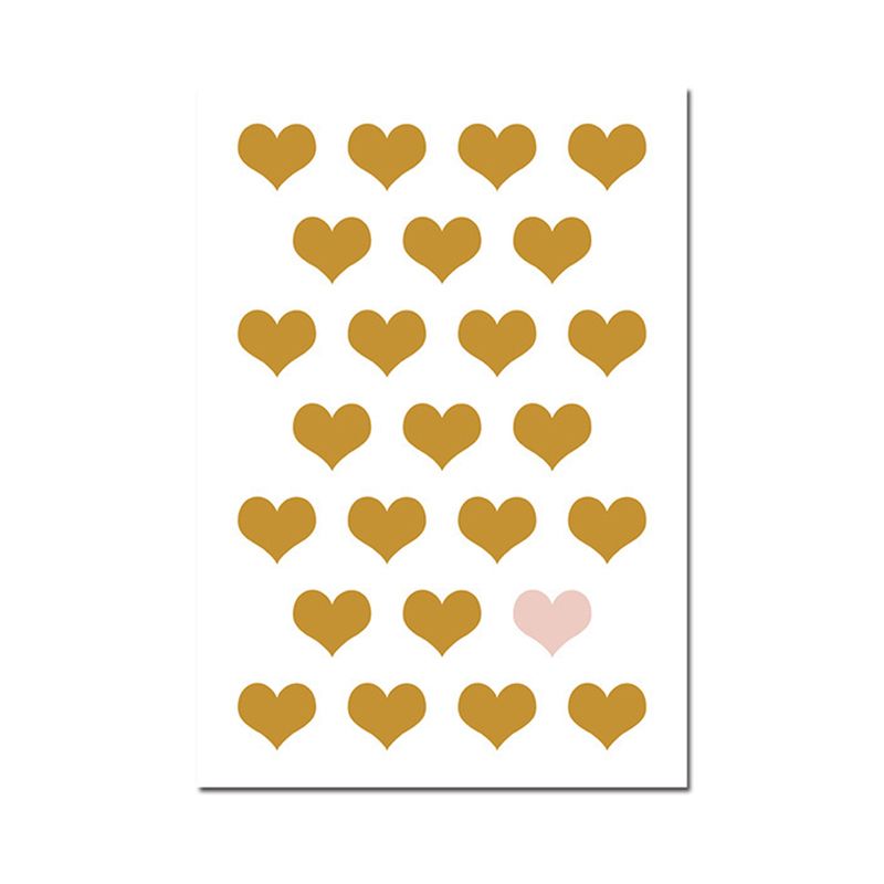 Unique Heart-Shaped Graphic Wall Decor Yellow Children's Art Canvas for Living Room