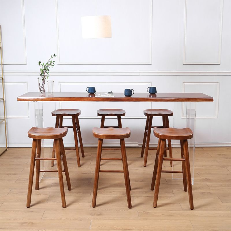 Modern Solid Wood Bar Table Set 1/4/7/9 Pieces Counter Table with Backless Stools