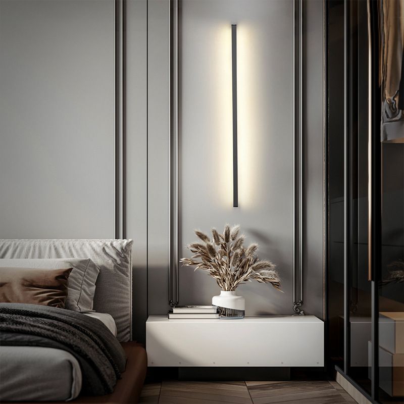 Single Black Modern Wall Mounted Sconce Linear Wall Light for Living Room