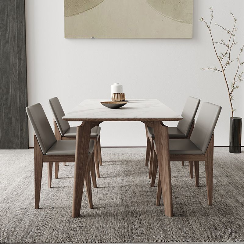 Modern Sintered Stone Top Dining Set Rectangle 1/4/5/7 Pieces Dinette Table Set in Grey
