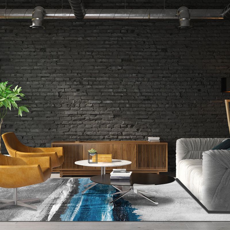 Grey Modern Carpet Polyester Graphic Carpet Stain Resistant Carpet for Drawing Room