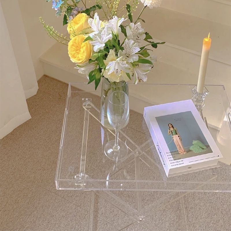 23.62" Tall Cross Legs End Table Acrylic Accent Side Table for Living Room