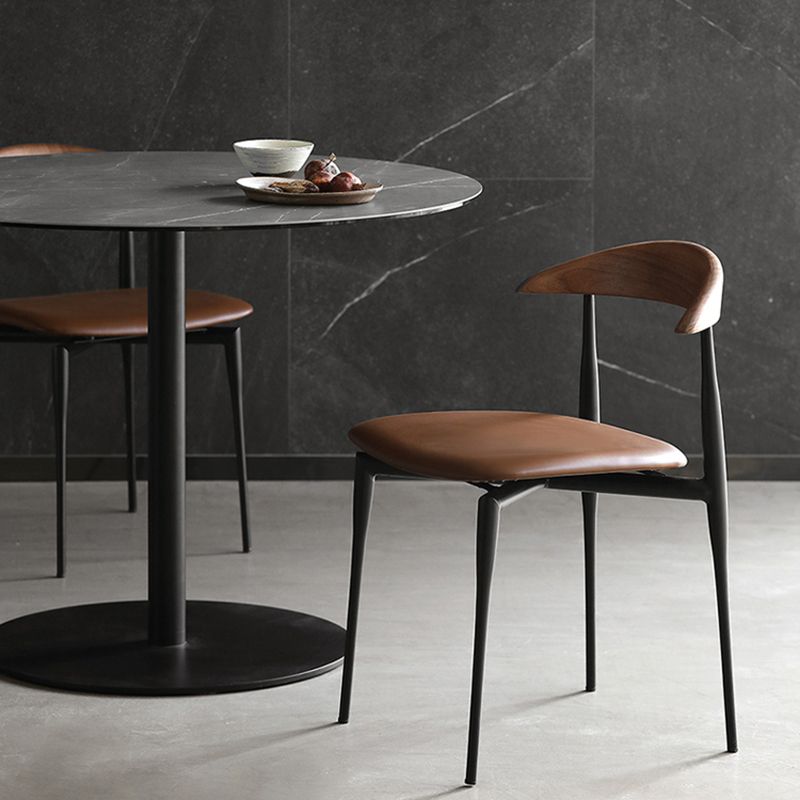 Modern Style Faux Leather Chair Open Back Armless Dining Chair