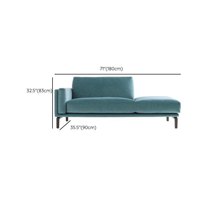 Living Room Chaise Square Arms Modern Chaise Lounge with Velvet Upholster
