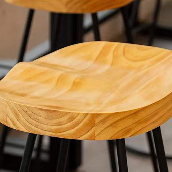 Modern Saddle Seat Bar Stool Wood and Metal Indoor Counter-height Stool