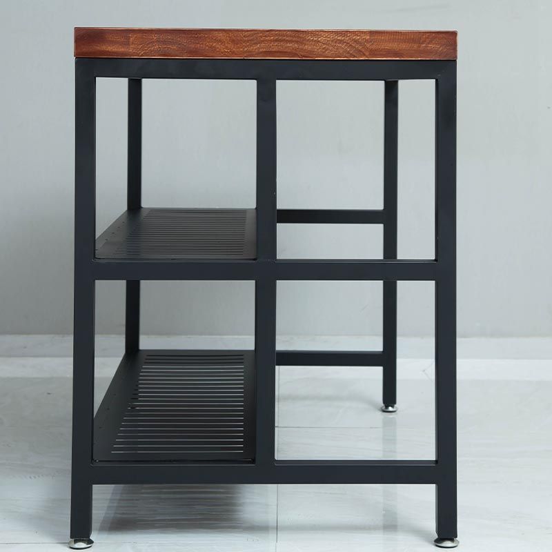 Industrial Stationary Kitchen Island Table Wood Kitchen Island Table with Open Storage