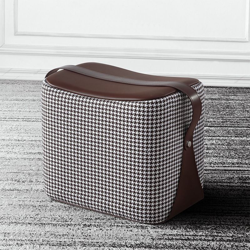 Modern PU Leather Sherpa Pouf Contrast Color Specialty Fade Resistant Ottoman Footrest