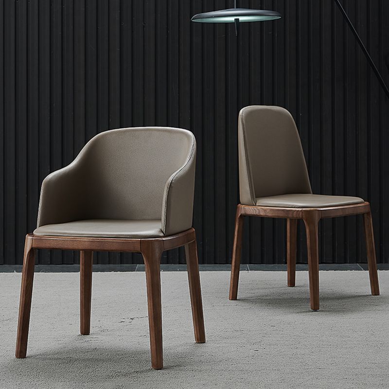 Industrial Solid Wood Dining Chair Faux Leather Side Chair with Upholstered