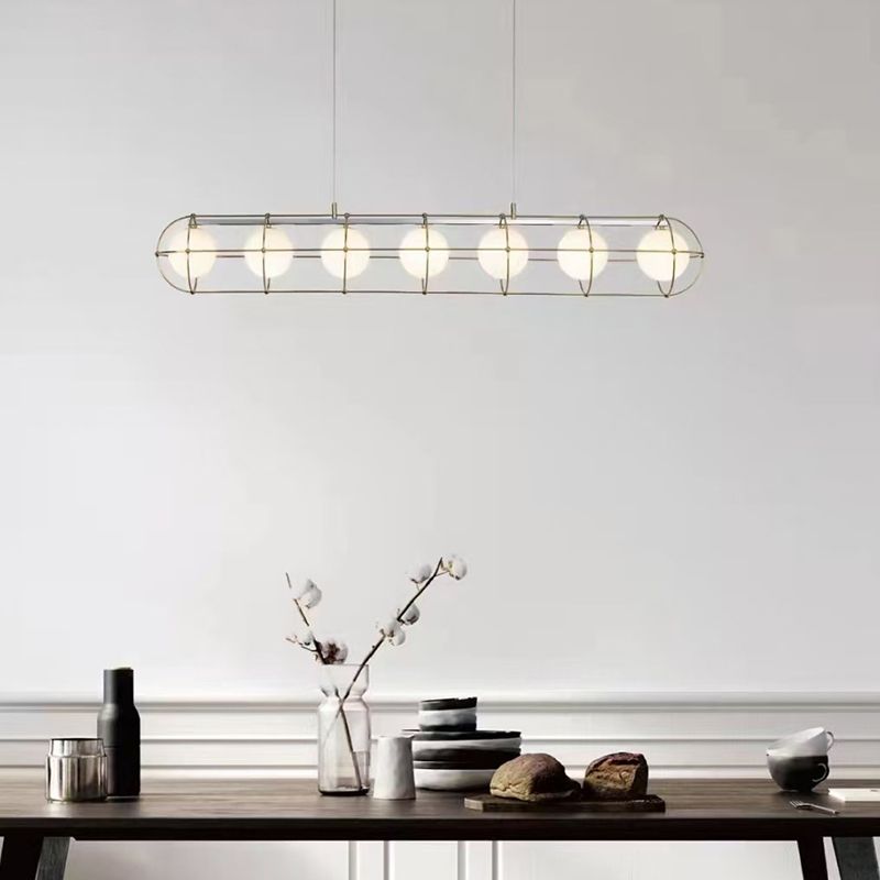 Ball Shape Glass Island Pendants Modern Multi Lights Island Pendant Lights in Gold