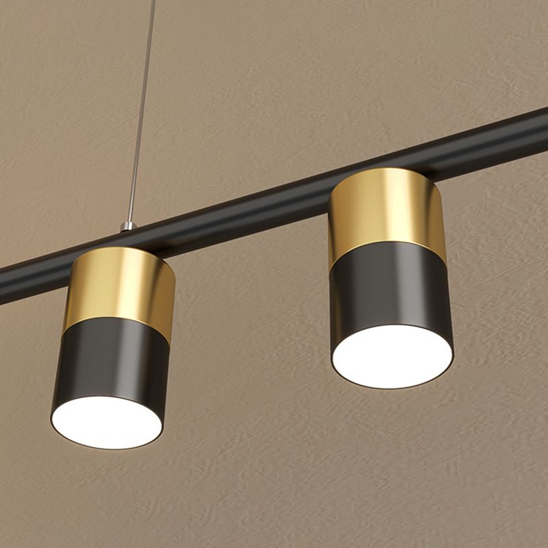Black and Gold LED Island Pendant Light in Modern Creative Style Wrought Iron Linear Hanging Light with Acrylic Shade