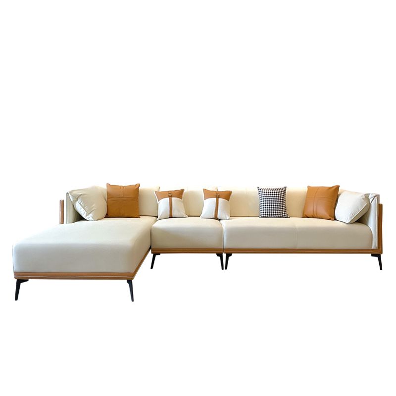 Modern Faux Leather Pillow Top Arm Sofa/Sectional Pillowed Back Cushions for Apartment