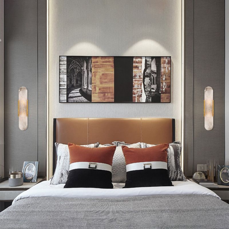 Luz de pared de luz LED contemporánea con sombra de mármol para dormitorio