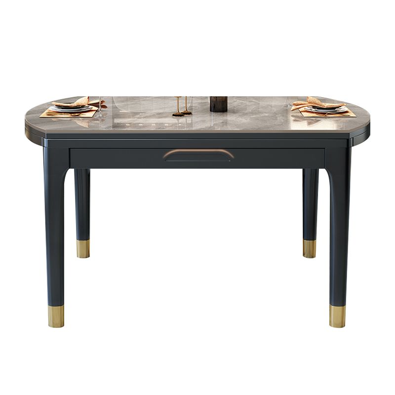 Modern Foldable Stone Dining Table Rubber Wood Legs for Dining Room