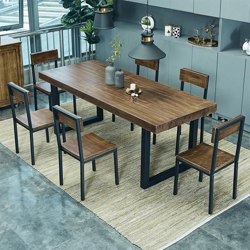 Industrial Style Wood Top Dining Table Metal Sled Base Dining Table without Chair