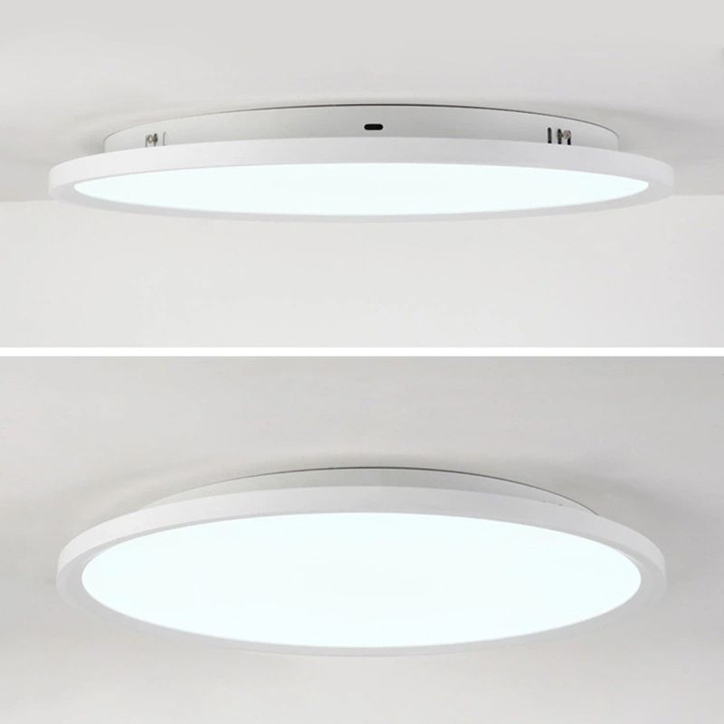 Lámpara de techo LED ultrafina redonda blanca, lámpara de montaje empotrado de aleación de aluminio minimalista contemporánea