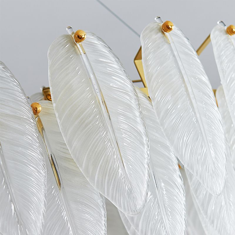 Minimalismo moderno Carrina de plumas de vidrio claro colgante para sala de estar