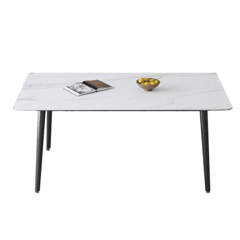 Industrial Stone Dining Table Rectangle Dining Table with 4 Legs
