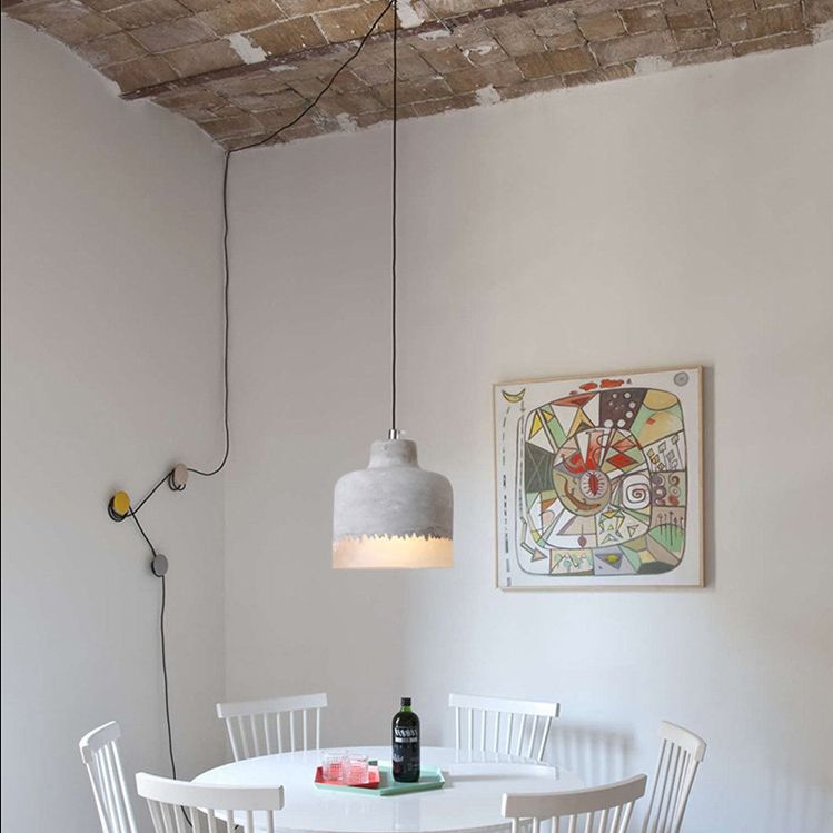 1-leichte graue Schatten-Anhängerlampe moderne minimalistische Zementlampe für Wohnzimmer