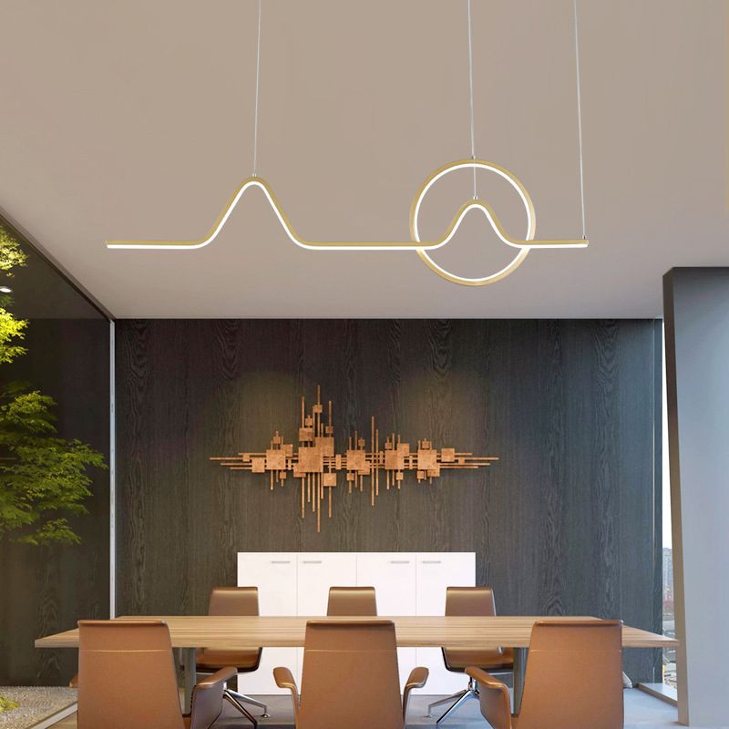 Metal Linear Shade Island Pendant Modern Style 2 Light Island Lighting for Dining Room