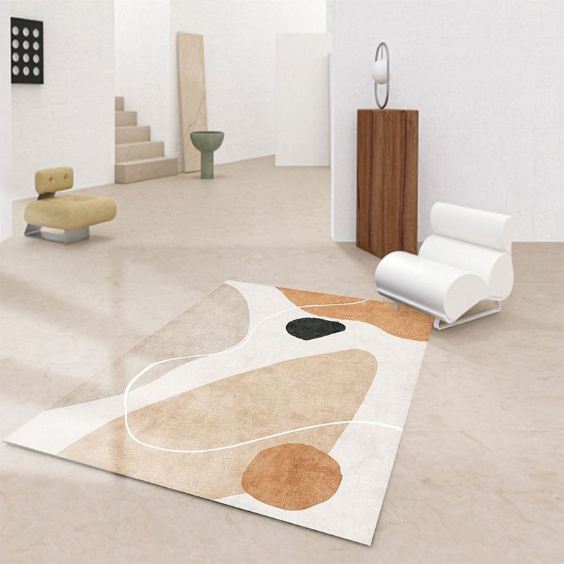 Brown Simple Rug Polyester Color Block Indoor Rug Stain Resistant Rug for Drawing Room