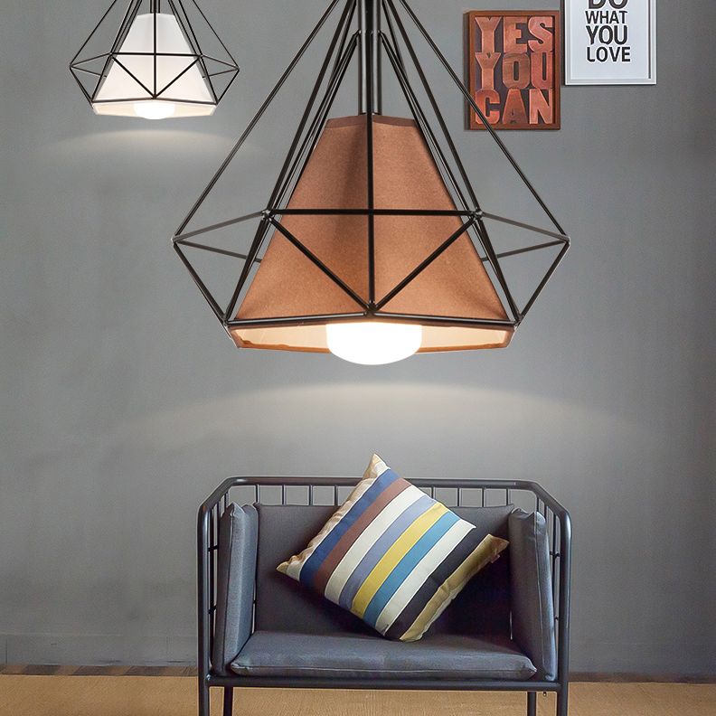 1 pendentif en diamant léger pendentif de plafond en métal industriel avec cordon suspendu pour restaurant