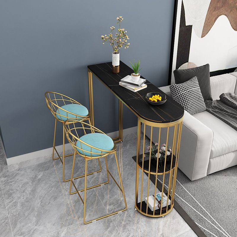 Specialty Pedestal Bistro Table 2-shelf Sintered Stone Bar Height Pub Table