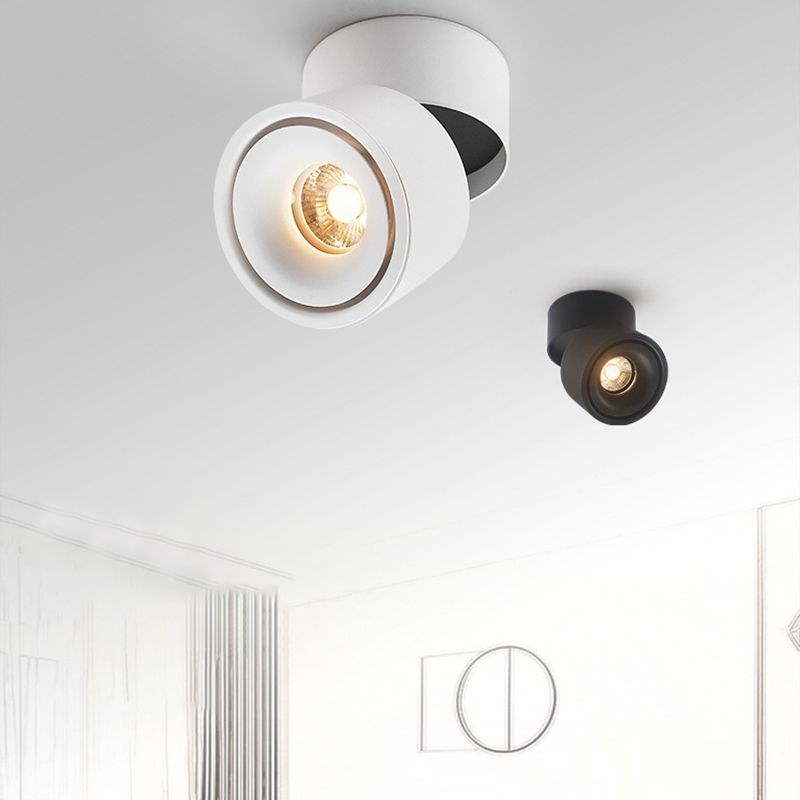 Cylinder Shape Ceiling Lamp Modern Aluminium 1 Light Flush Mount for Clothing Store Mall