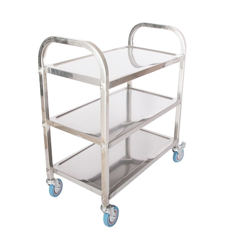 Modern Style Metal Prep Table Rectangular Rolling Prep Table for Dining Room