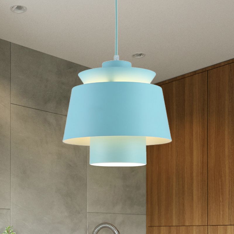 Lámpara de luz colgante de estilo modernista Metálico 1 cabezal Lámpara colgante de sala de estar en negro/gris