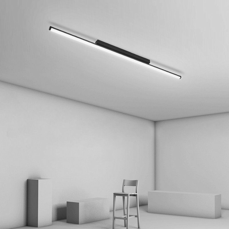 Linear Ceiling Mounted Fixture Minimalist Style LED Metal Close to Ceiling Lighting
