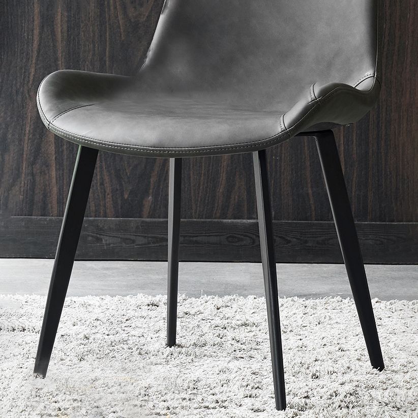 Contemporary Armless Dining Chairs Matte Finish Leather Curved Parsons Side Chair