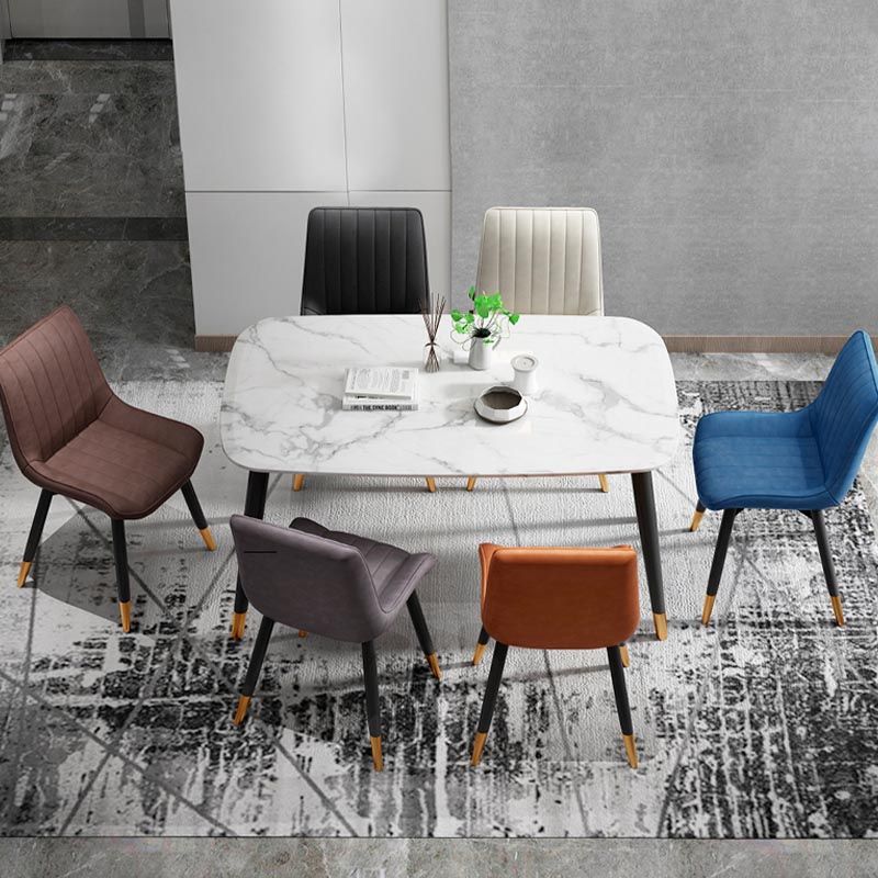 Glam Faux Leather Dining Chair Parsons Chair in Matte Finish for Home