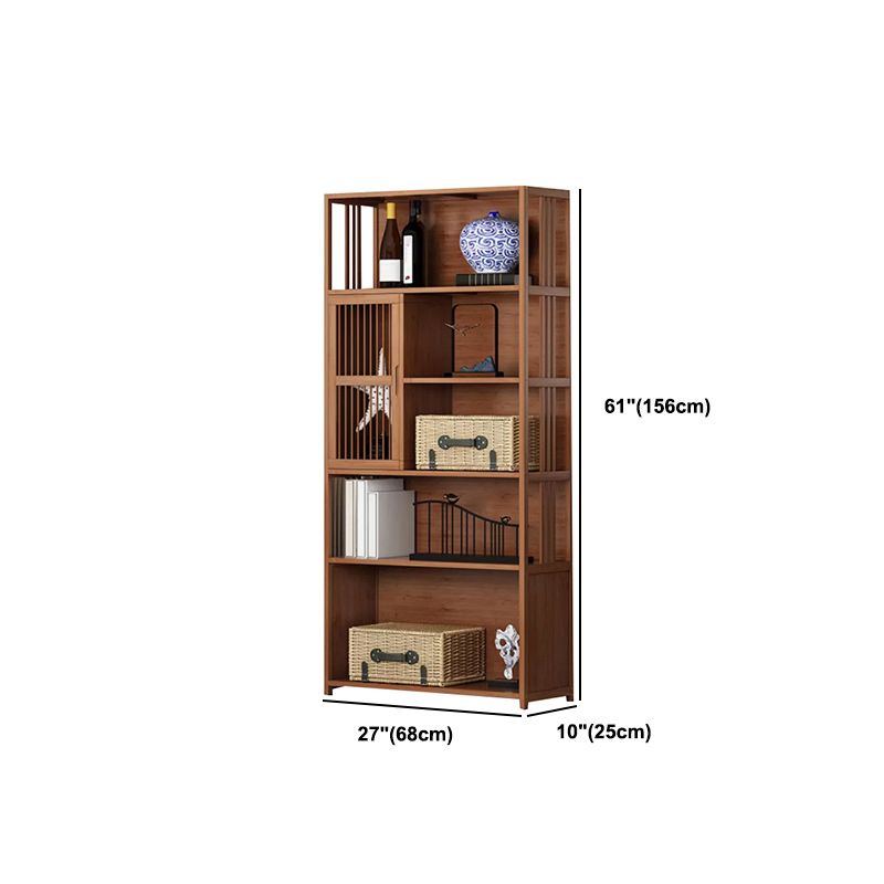 Modern Bamboo Bookshelf Brown Closed Back Shelf Bookcase With Cabinets