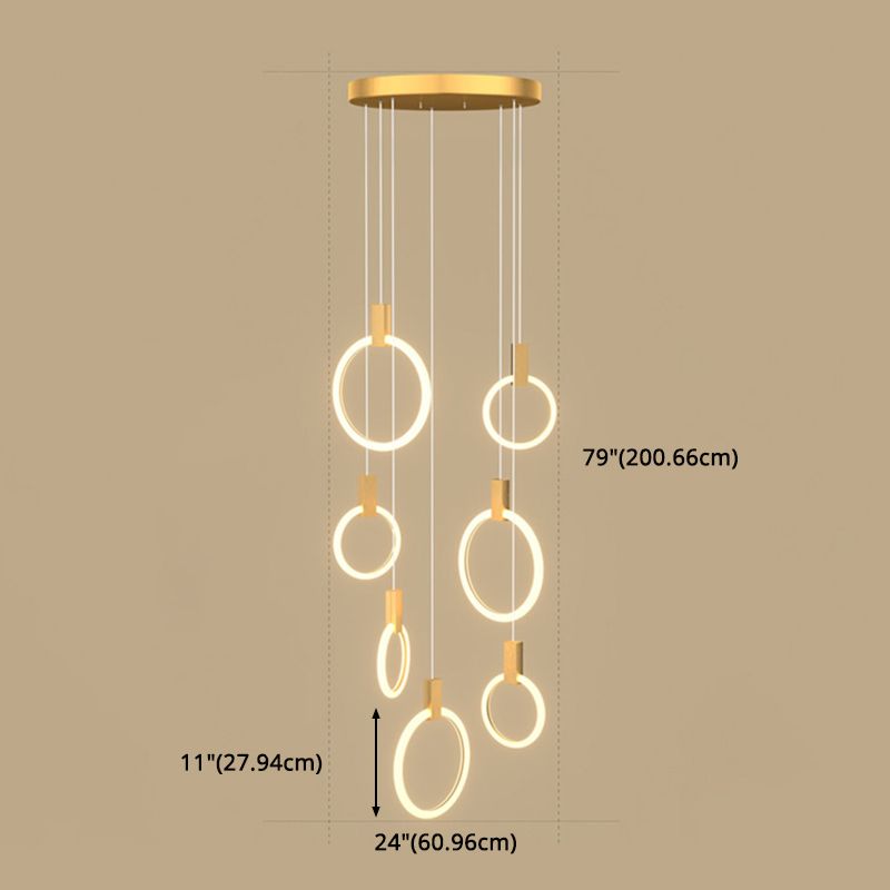 Gouden cirkelvormige led hanglamp in modern beknopte stijl smeedijzeren hangend licht met acrylschaduw