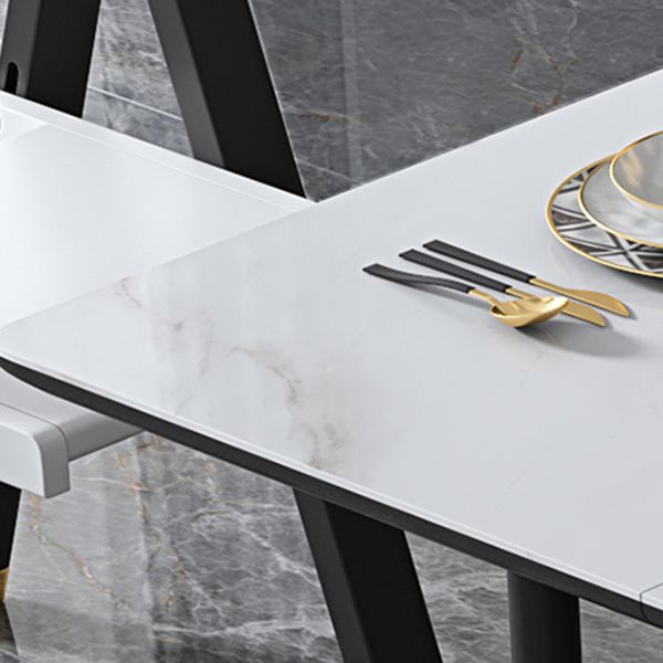 Solid Wood Contemporary Rectangular Table Glass Top Table with Drop Leaf